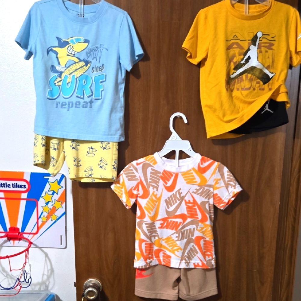 Nike Kids' 4T Lot SHORT SETS Blue and Yellow Surf Set JORDAN YELLOW BLACK
